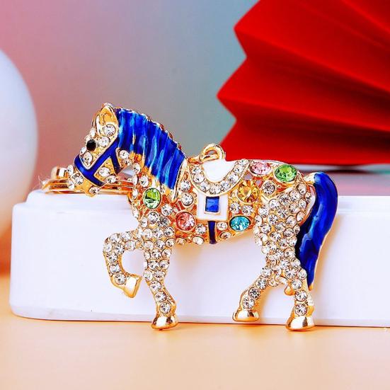 Keychain 2026 Year of Horse Key Chain Shiny Rhinestone Horse Animal Design Keychain Bag Charm Accessory