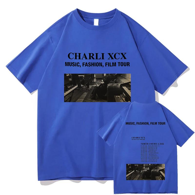 Charli XCX Music Fashion Film Tour TShirt Graphic Merch Short Sleeve Cotton Summer Oneck Tshirts Unisex Streetwear Female Tees