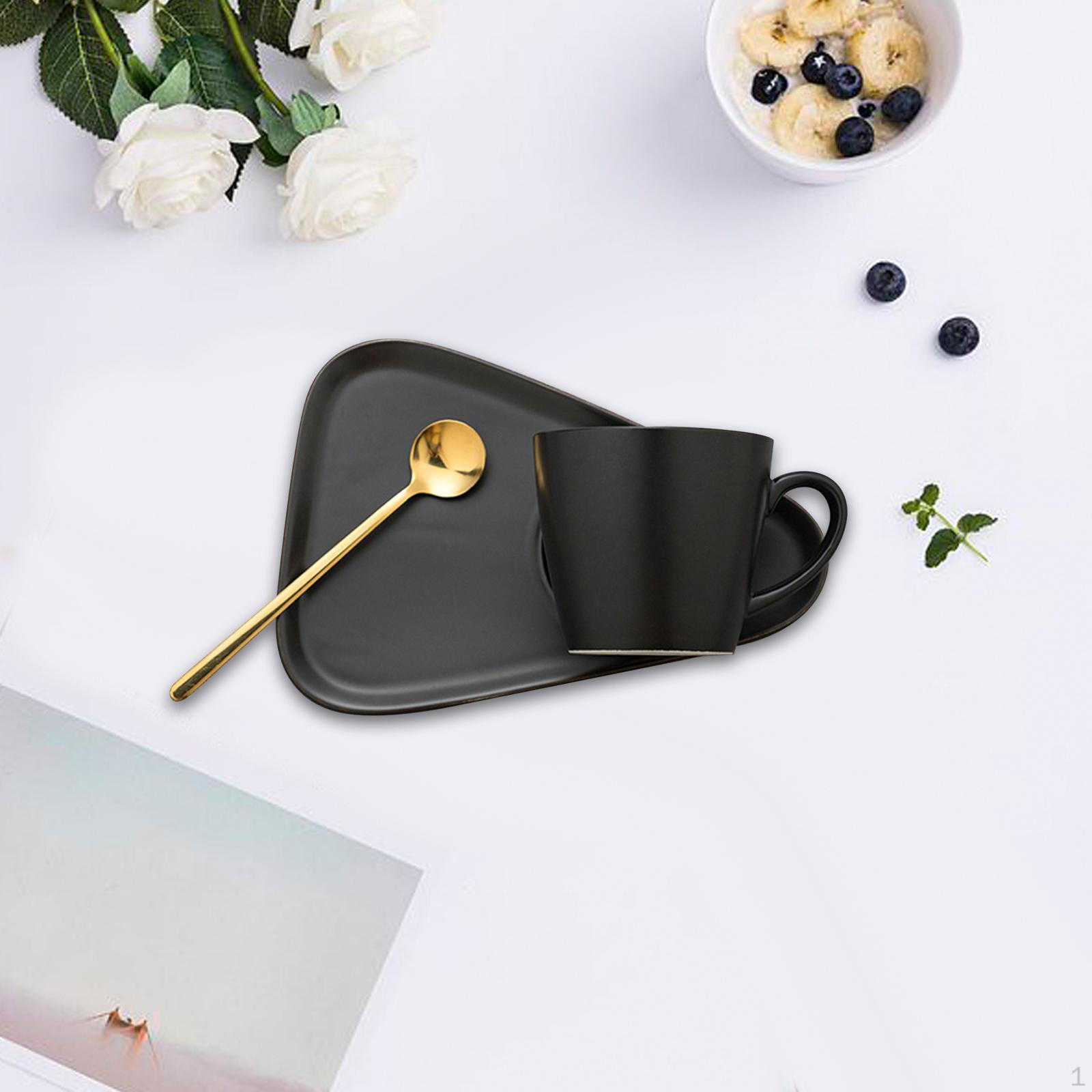 

Керамическая кружка для кофе, набор, чашка для капучино с блюдцем и ложкой, подарок для женщин, новинка, сок чёрный