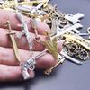 30pcs/Lot Random Mix Vintage Silver/Gold Color Bright/Matte Cute Metal Charms For Jewelry Making Supplies Butterfly Pendant Bulk