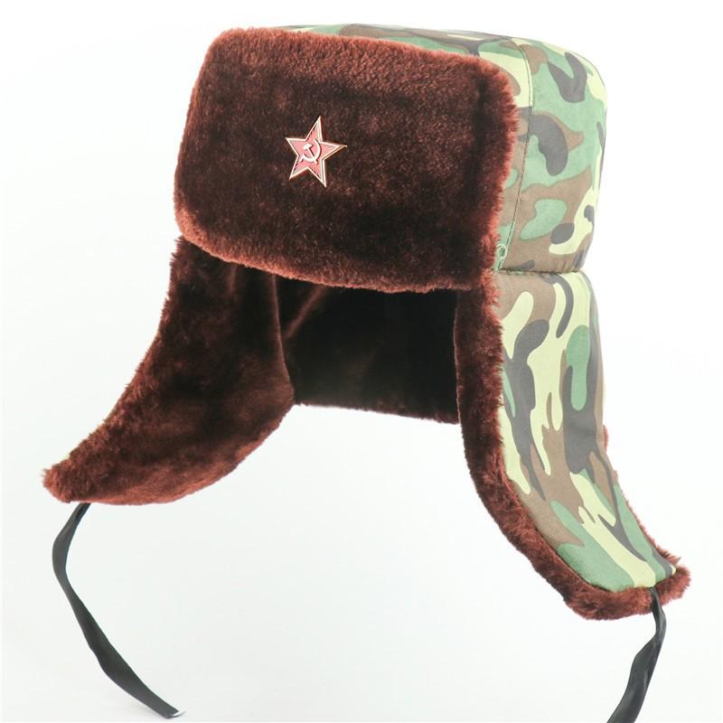 Winter Warm Fleece-Lined Military Style Beanie Hat With Embroidered Badge Men Women Outdoor Cold Weather Protection