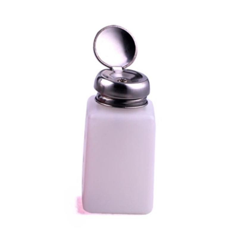 Refillable Push down Pump Dispenser Bottle Nail Polish Alcohol Remover Liquid Cleanser Unisex Glass Plastic Empty Storage Bottle
