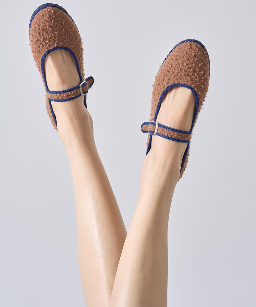 Drogheria Crivellini Wool Mary Jane Flats_Camel Collar