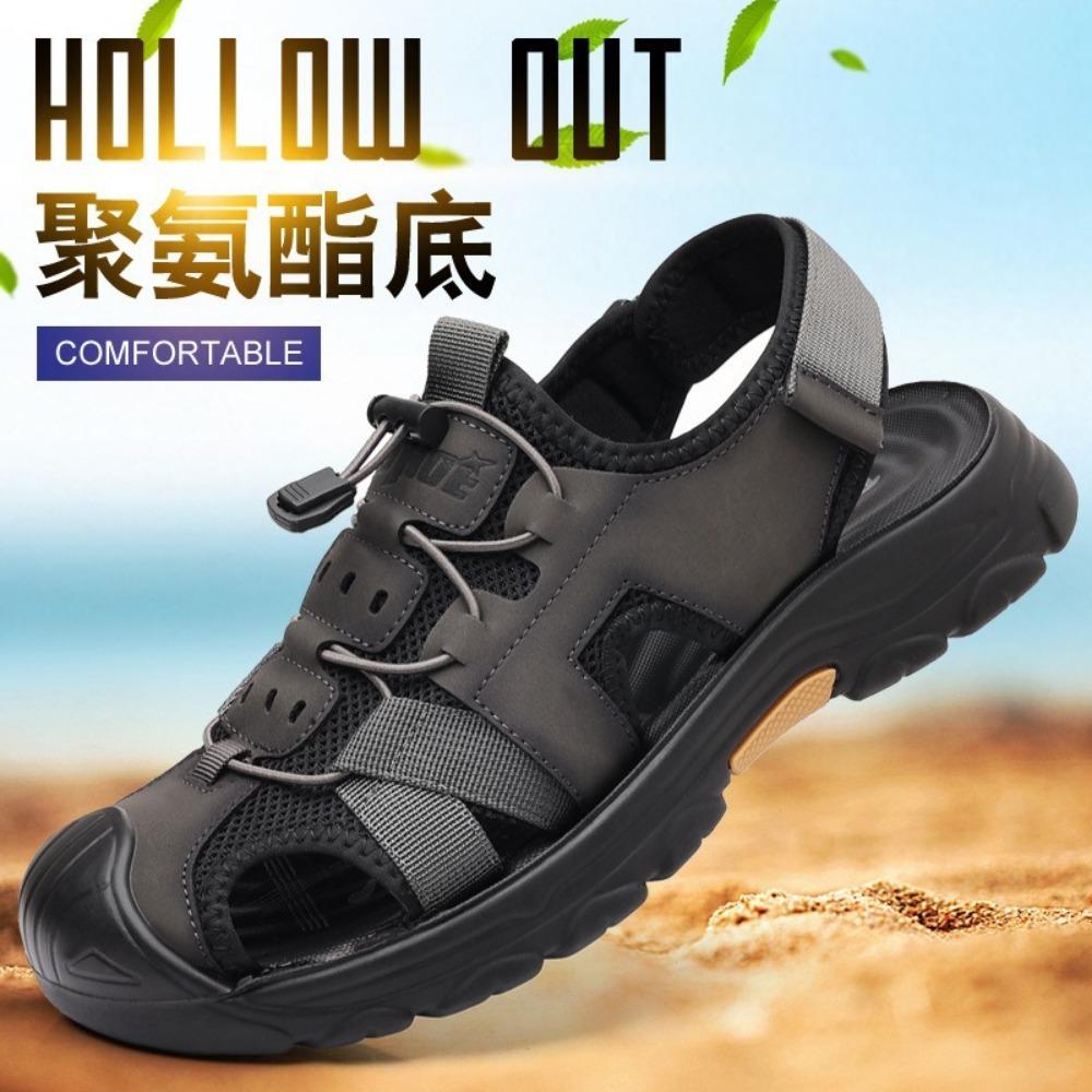 Men Sandals Leather 2025 Summer Men's Soft Soled Outdoor Leisure Breathable Beach Shoes Bag Head Sandals Men Walking Shoes