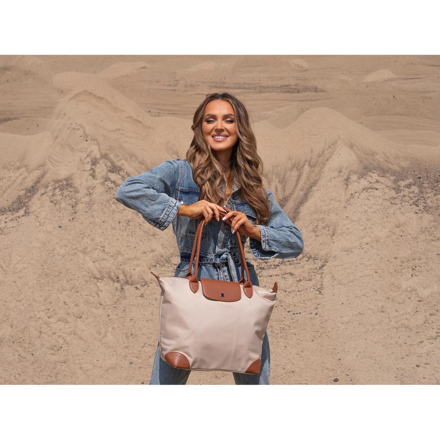 Beige Damen-Shopper aus Polyester, mit zwei Henkeln - Peterson