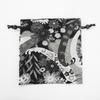 Drawstring Small Item Made in Japan with Chirimen Fabric Perfect for Temple Stamp and a Gift Water Design in Black and Japanese-style Bag, Case,