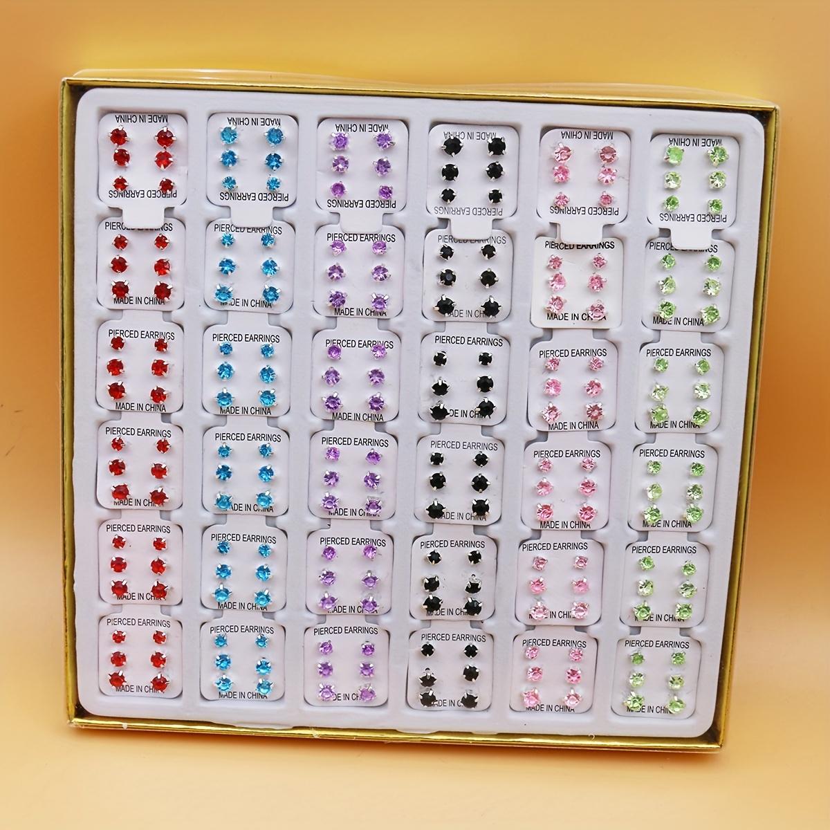 

Разноцветные стразы, случайная смесь, 108 пар, минималистичная мода, клипсы на четырех зубцах, микс размеров страз, белый и разноцветный набор серег с железными иглами 3.5mm 4mm 5mm Mixed