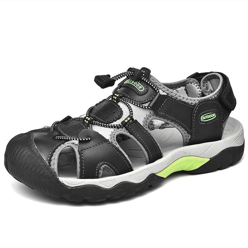 Men s Outdoor Breathable Closed-Toe Leather Sandals - Summer Beach Wading Shoes (Large Sizes Available) 41 чёрный