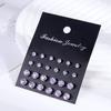 12 Pair/Lot White Shiny Wedding Stud Earrings Set For Women Men Crystal Jewelry Accessories Oorbellen Jewelry Earrings