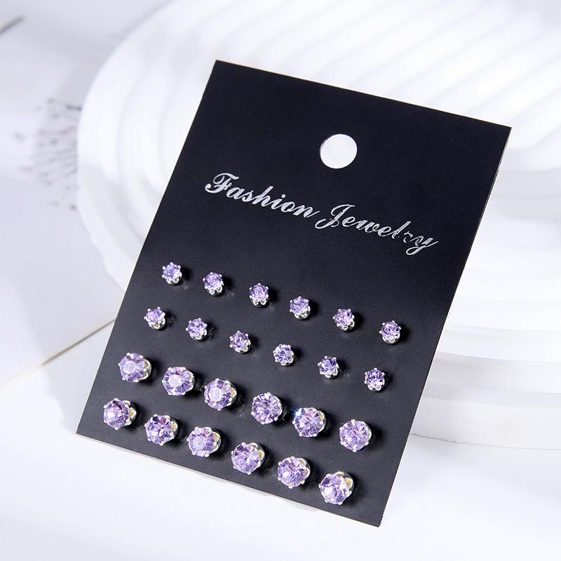 12 Pair/Lot White Shiny Wedding Stud Earrings Set For Women Men Crystal Jewelry Accessories Oorbellen Jewelry Earrings