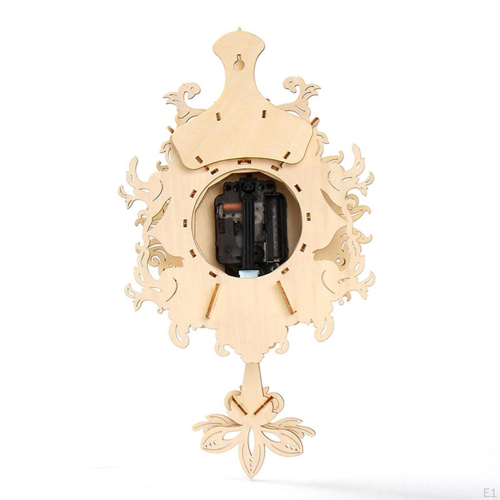 3D Wooden Pendulum Clock Models for Adults, Build Making Kits Clock- Cut Wood Crafts Gift Retro Wall