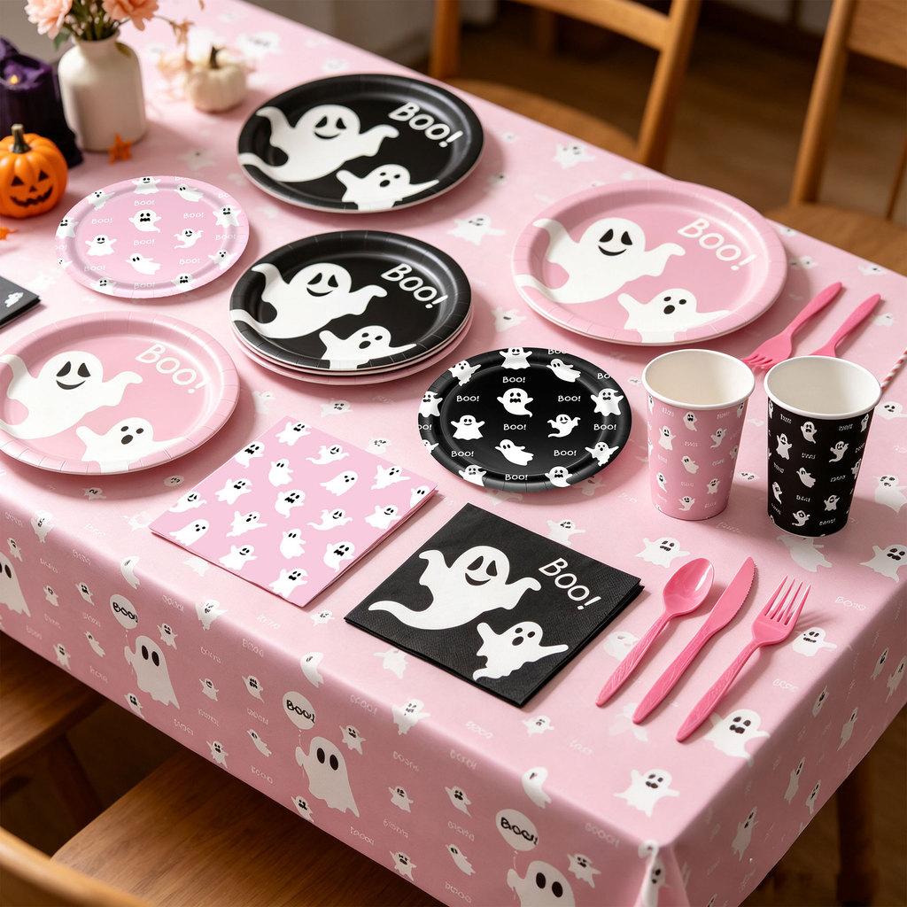 Ghost Halloween Party Tableware Set Decorations For Spooky Celebration