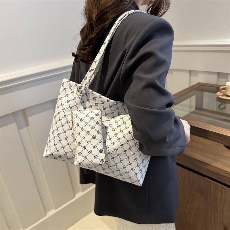 Geantă Tote de Mare Capacitate pentru Femei, Casual, Retro, Imprimată, Geantă de Umăr Unic, Geantă de Axilă, Geantă pentru Navetă, Geantă de Mână Simplă și la Modă