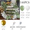 146PCS Avocado Green Jungle Theme Balloons Garland White Gold Balloon Arch Kit Helium Birthday Party  Wedding Decoration Globos