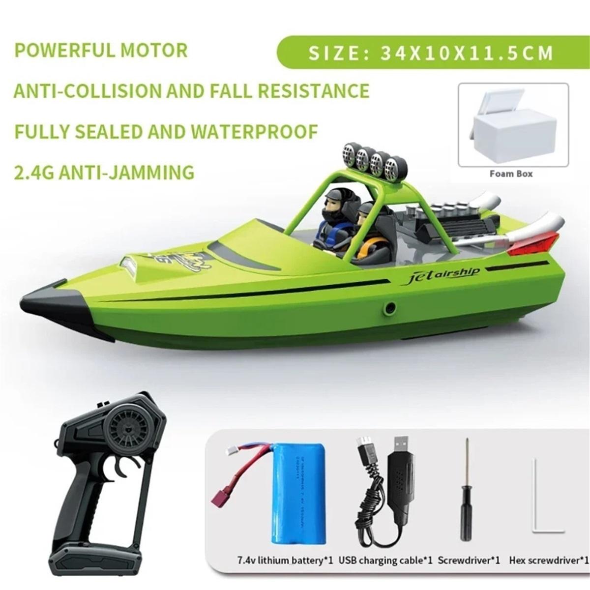 

TY725 RC Boat TURBOJET PUMP High-Speed Remote Control Jet Boat Low Battery Alarm Function Adult Children Toys Gift TY725 Green