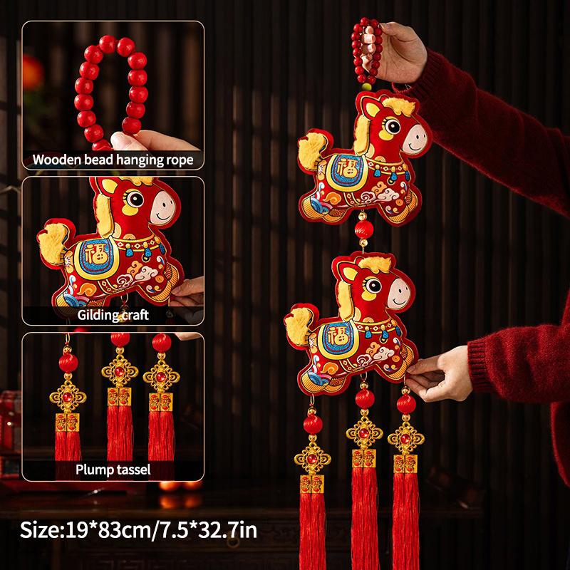 Chinese New Year Decoraitons  Horse Year Hanging Ornament Tassel Pendant Spring Festival Door Accessories Room Decor