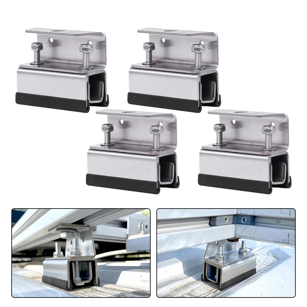 4Pcs Roof Rack Mount Kit for Vans Stainless Steel Brackets for Secure Load Transportation and Photovoltaic Panels