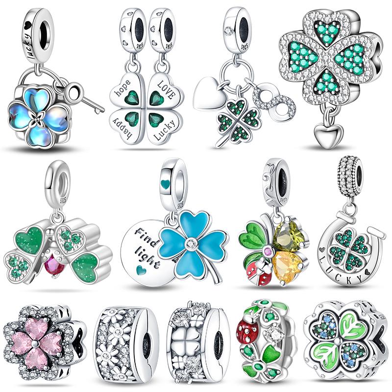 Charms Copper Four Leaf Clover Shape Pendant Charm Beads Fits 3Mm Bracelets Necklace Women Luxury Diy Jewelry Festival Gifts