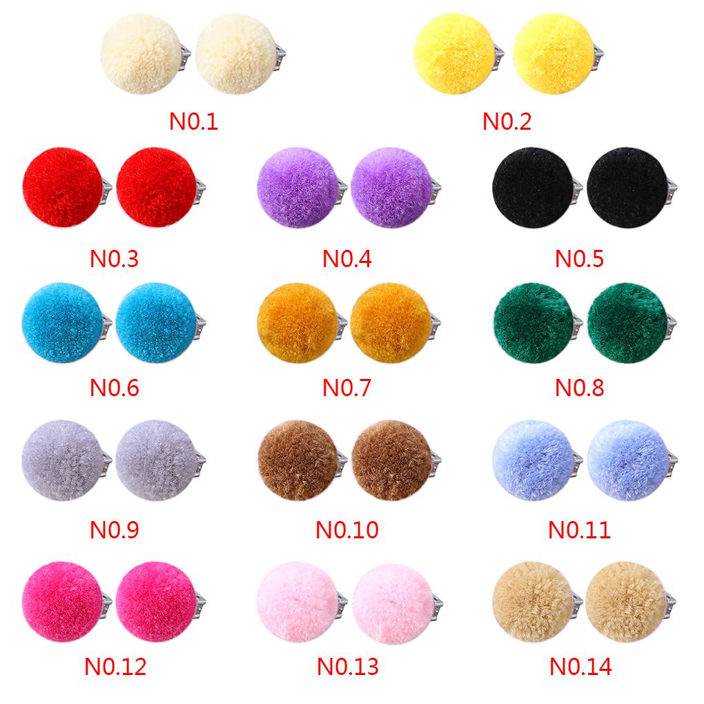 1 Pair Kids Pom Pom Ear Clip Plush Ball Kid Girls Children Clip No Piercing Earrings Jewelry