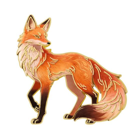 

Brooch Pin Cartoon Fox Design Zinc Alloy Pin UV Printing Suits Coats Sweaters Badge Versatile Practical Accessories помаранчевий