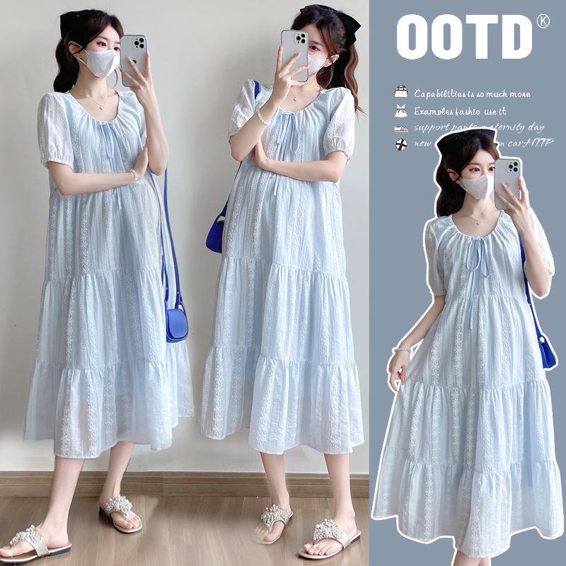 2026 Maternity Summer Dress: Korean Style, Simple, Loose & Slimming Midi, Plus Size 2XL