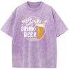 Keep Calm Drink Beer Printed Men's T-Shirt Men Women Casual Fashion Oversized T-shirt 90s Vintage Washed old T-shirt