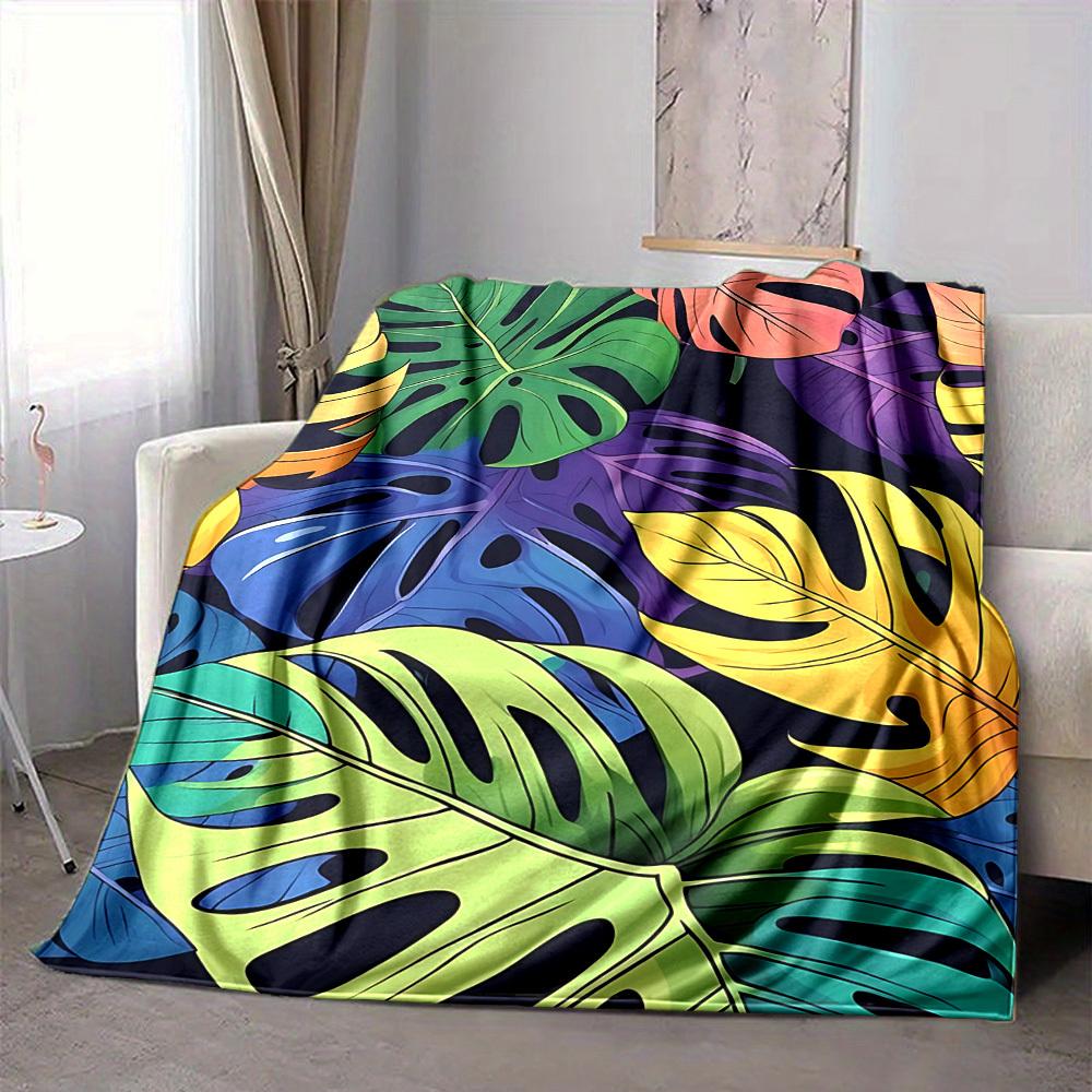 1pc Tropical Leaves Blanket Warm, Cozy, And Soft, Suitable for Sofas, Beds, Cars, And Office Use.Perfect for Camping And Travel, Making It a Great Gif