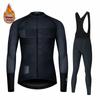 Long Sleeve Winter Cycling Clothing for Men, MTB Jersey, Thermal Fleece, Bib Pants Set, Triathlon, Spain