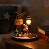 Bedside Lighting for Kids Room Christmas Santa Claus Reading Lantern, Snowman Elk LED Night Light with Warm Resin Desk Lamp Dormitory Glow,