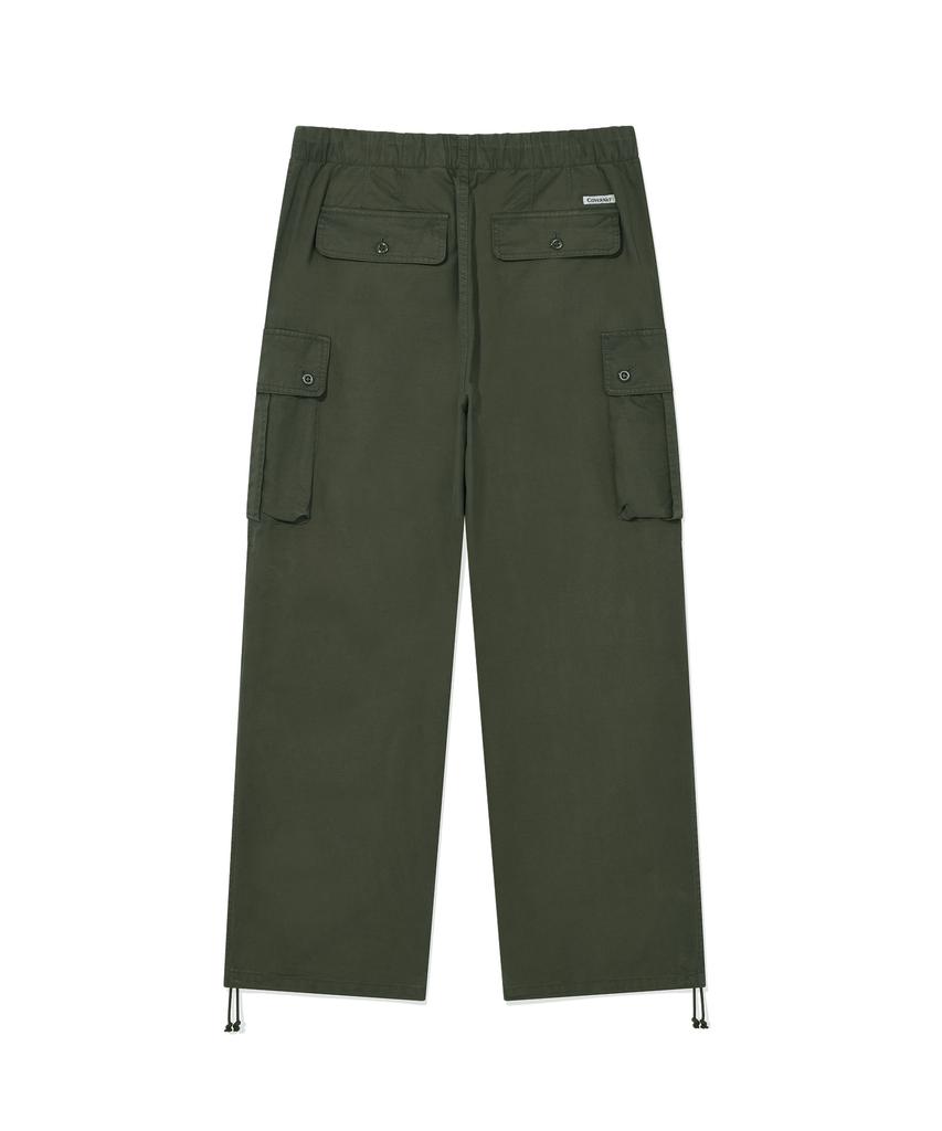 COVERNAT Wide Cotton Parachute Pants Olive