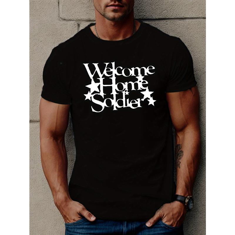 

European Size Men S Summer Short Sleeve T-Shirt - Welcome Home 4XL чорний