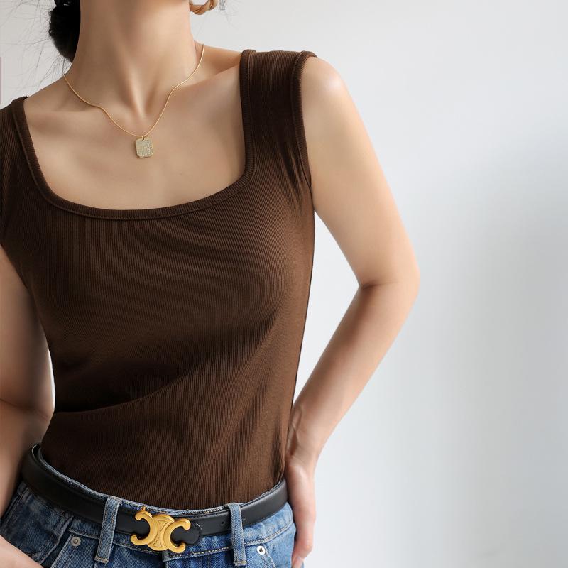 Dámský letní top bez rukávů se čtvercovým výstřihem - Volné, všestranné a lehké tílko