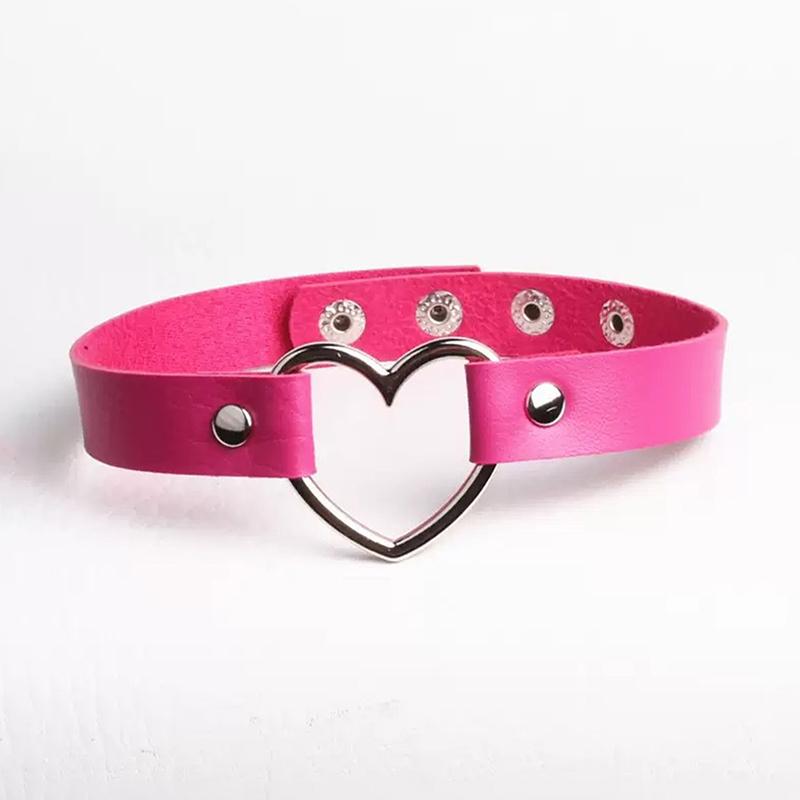 Black Multi Color Punk Collar Necklace Sexy Pu Leather Heart Lock Key Spike Choker For Women Gothic Cosplay Party Jewelry
