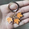 Maple Leaf Maple Leaf Keychain with Pearl Lanyard Leaf Metal Keyring Enamel Plant Key Rings  Women