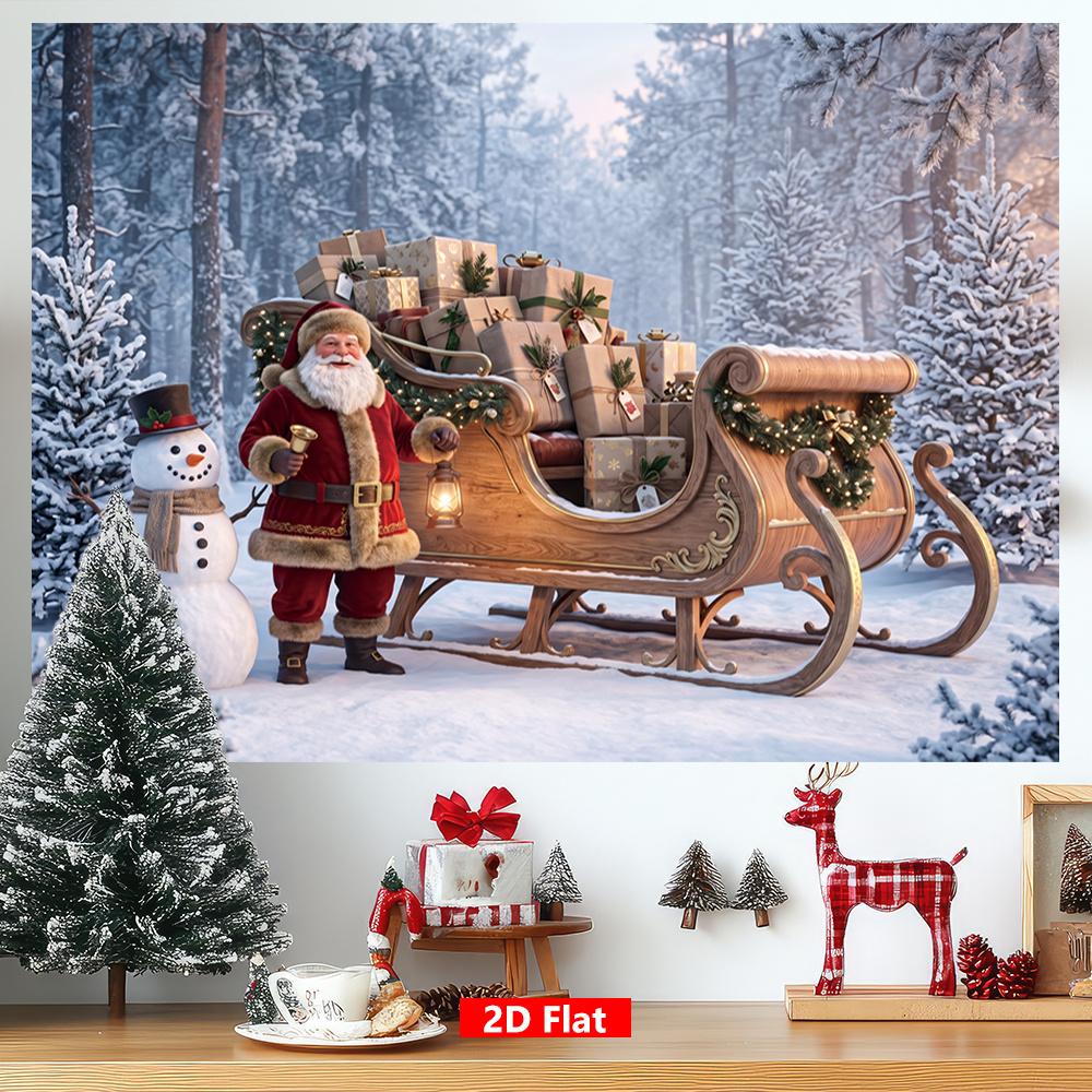 1Pcs Santa Claus Sleigh Snowman Scene Decoration Background Christmas Backdrop Decorations For Photo Studio Photo Booth Party