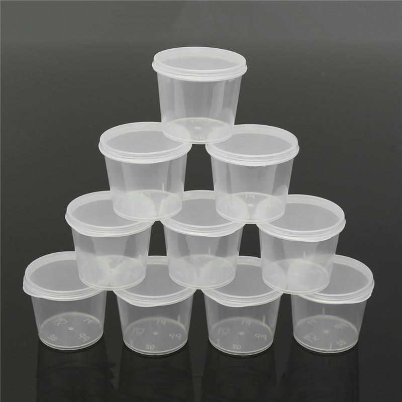 30Pcs 25ML Disposable Mini Food Storage Containers Plastic Transparent Sauce Cup With Hinged Lids for Pigment Paint Palette Box
