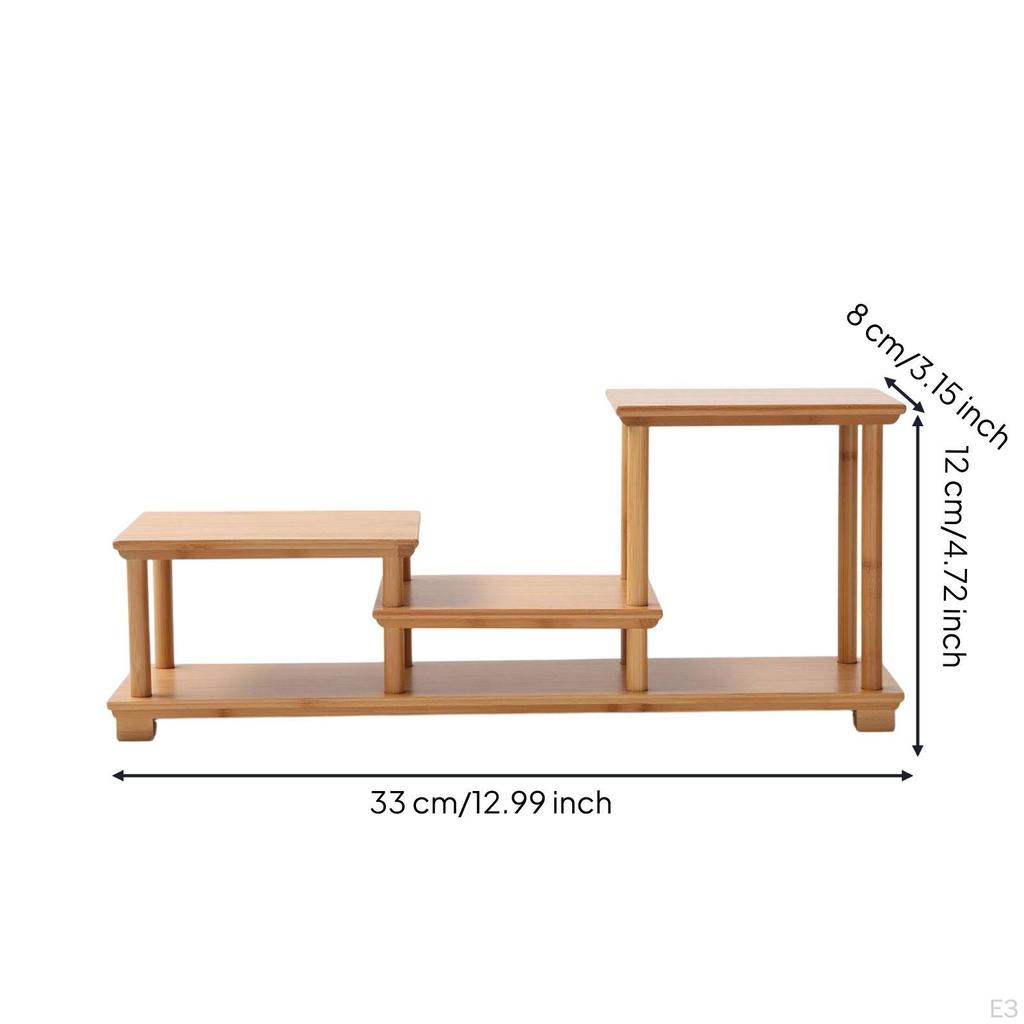 Bamboo Display Shelf Color Tiered Decorative Rack Compact with Tiers for Tea