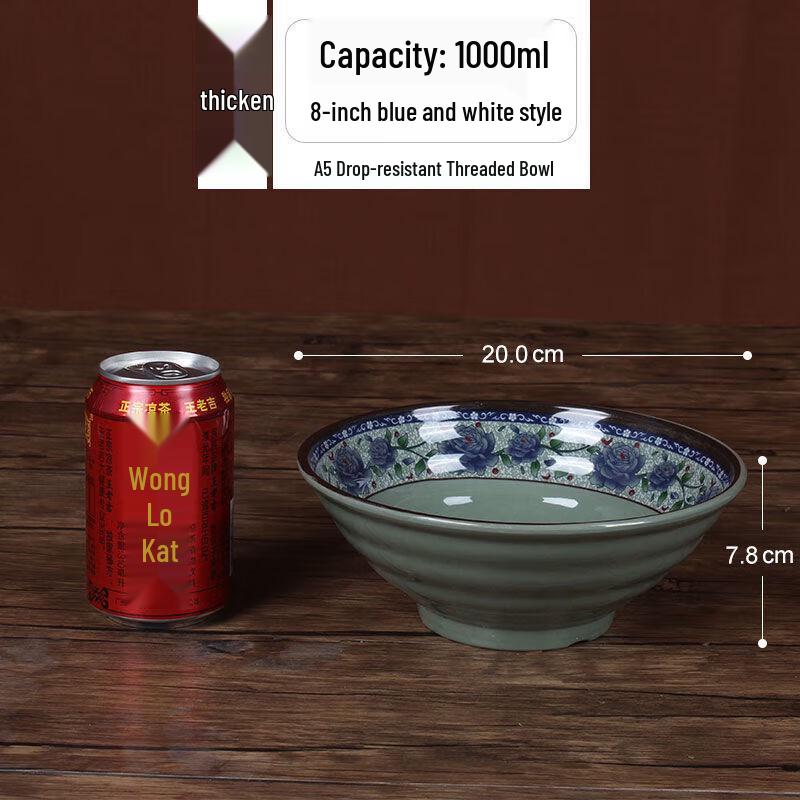 

8-inch Blue Floral Melamine Noodle & Ramen Bowl