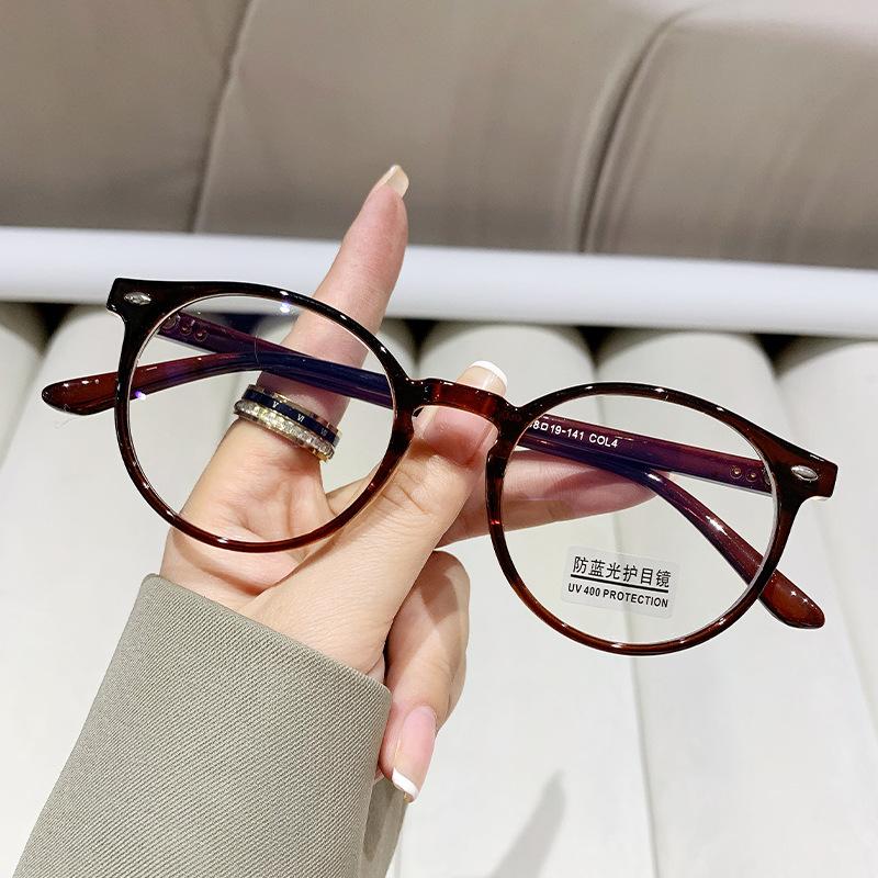 

Women Tortoiseshell Round Frame Anti-Blue Lightweight Reading Glasses Daily Decor Fashionable Eyeglasses Far-sighted Prescription-ready Glasses 0