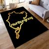 Nürburgring Silhouette Carpet with Colorful Text Design Suitable for use as an anti-slip game mat for living room and bedroom sofas