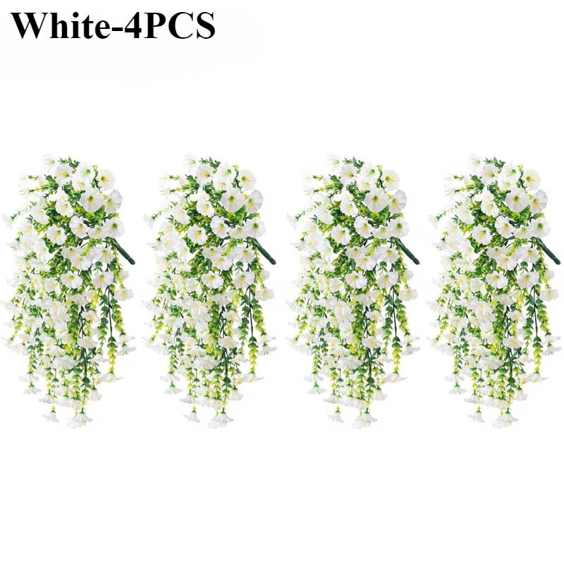 Artificial Faux Plants Flowers Fake Silk Fuchsia UV Resistant Realistic Morning Glory for Hanging Planter Porch Patio Decoration