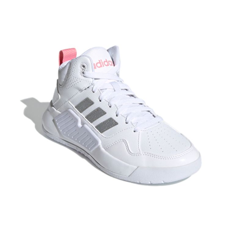 Adidas Neo Play9tis 2 Comfortable Casual Durable Mid-Top Skate Shoes Women Sneakers White Silver Pink FZ1043