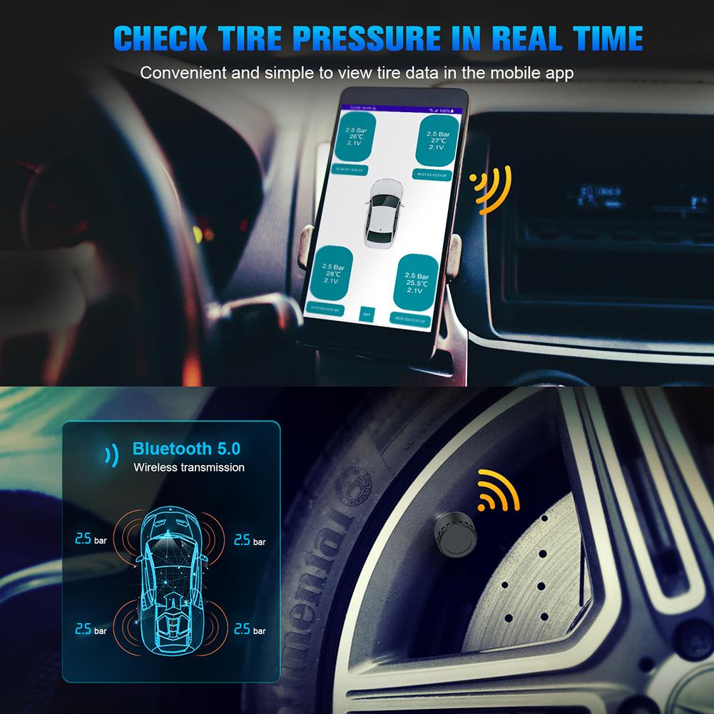 Car TPMS Tire Pressure Monitoring System Mobile Phone Display Bluetooth-compatible Tyre Pressure Monitoring System Accessories