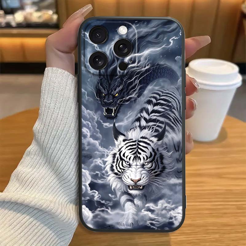 Anime Dragon Design For Apple iPhone 17 16 16E 15 14 13 12 11 Pro Max Plus Black Soft Silicone Phone Case