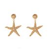 Summer ocean style diamond studded starfish earrings Bohemian vacation style trend exaggerated fashion earrings for women