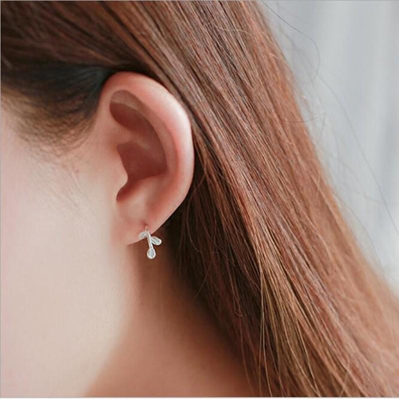 Korean Style Leaf and Branch Fashion Earrings - Simple, Fresh, Versatile Studs and Ear Hooks