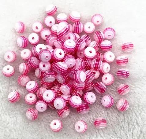 TX02 50 Piezas 8mm Hermosas Redondas Transparencia Cuentas Sueltas Rayas Departamento de Joyería DIY Pulsera Asequible Accesorios de Tendencia Cuentas