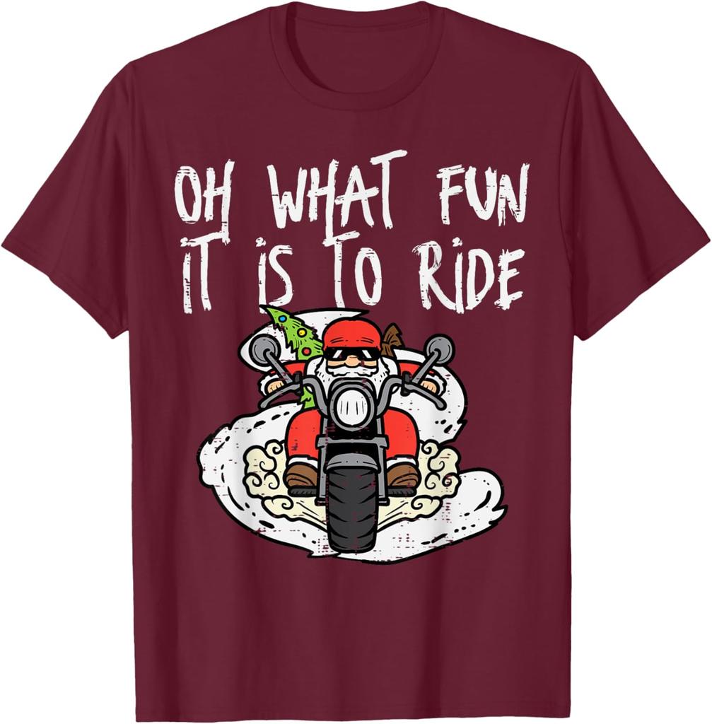 Christmas What Fun Is To Ride Biker Santa Xmas Men T-Shirt Funny T Shirts Offensive Tee Cotton Retro Street Fashion Men's Shirt