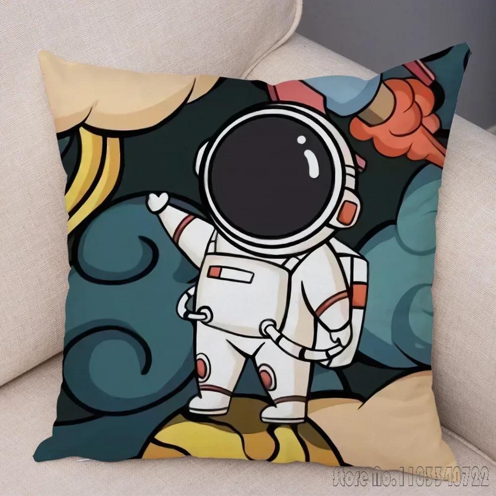 Anime Cartoon Astronauts Cosmic Sky Cushion Cover Plush Pillowcase Pillow Case Shams Party Sofa Home Decor 45x45cm Kids Gift
