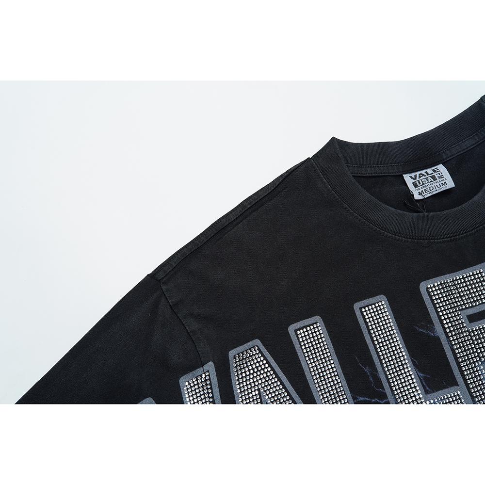 V520 VALE FOREVER FAITH BLING TEE Summer Street Trendy T-shirt Hot Stamping High-quality Trendy T-shirt Short Sleeved